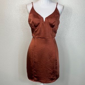 NWT Pacsun Kendall & Kylie Rust Bronze Slip Mini Dress, Women’s Fit Size Large
